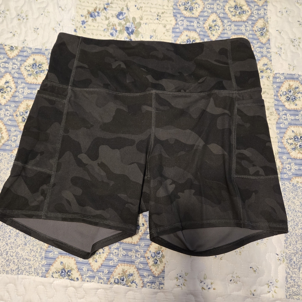 RBX Women's Black Camo Athletic Shorts